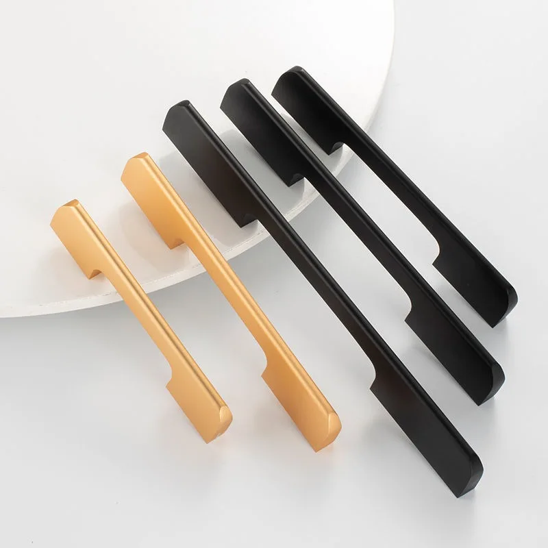 European Market Furniture Hardware Fitting Metal Handle U Shaped Black Gold Pull Handles For Cabinets Door