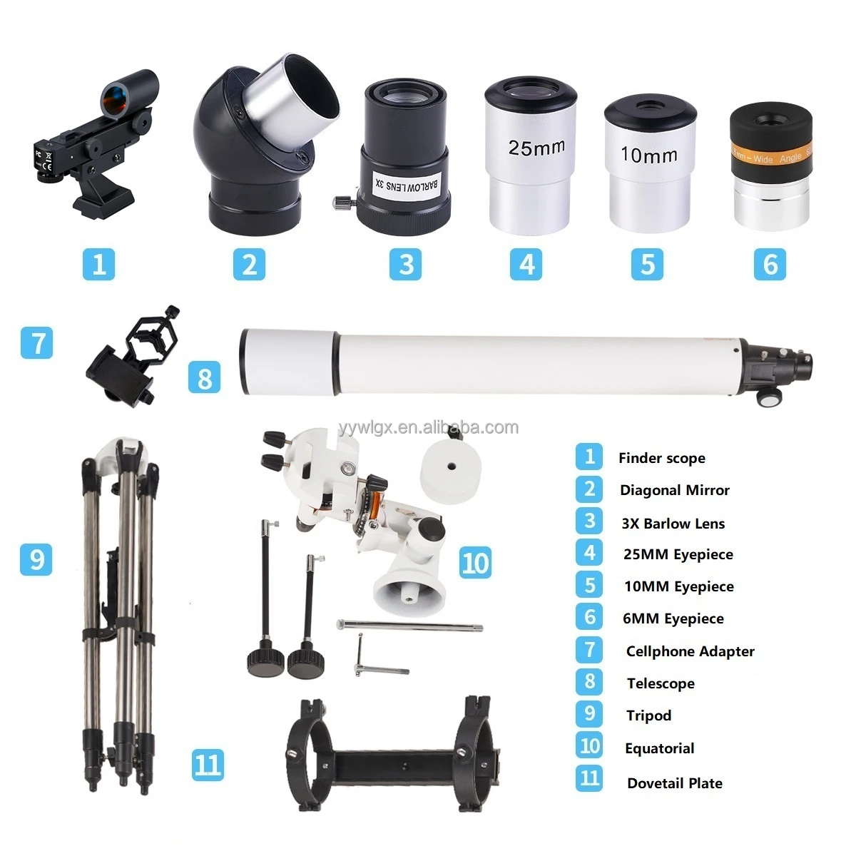 F90080M 80mm Astronomical Refracter Telescope with Tripod And Finder Scope Portable 80900 Telescope for adult