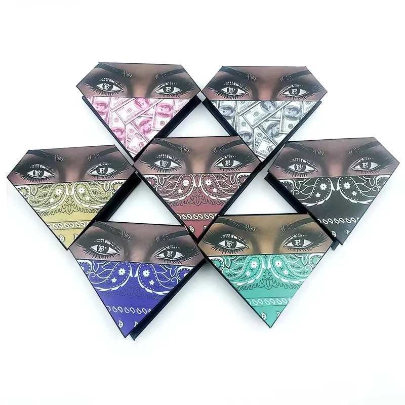 New Diamond shape Wholesale Eyelash Box Packaging Box Fake 3D Mink Eyelashes Boxes Faux Cils Magnetic Case Lashes Empty