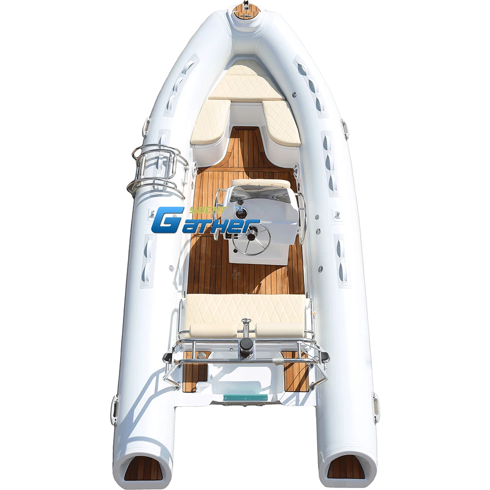 CE 5.2m RIB520E orca hypalon fiberglass hull inflatable fishing rib boat with centre console,teak floor,ladder and frp step ends