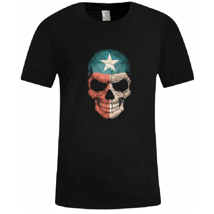 2022 Hot sell Black Custom Men T-shirt America Skeleton Design Popular short Sleeve T Shirt