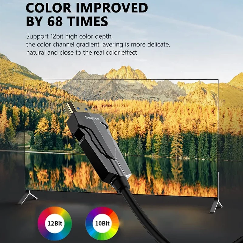 Xput New 48Gbps Fiber Optical HDMI Cable 8K Ultra HD 8K HDMI 21 2.1 Cable 8K@60Hz 4K@120Hz Fiber Optic Cable