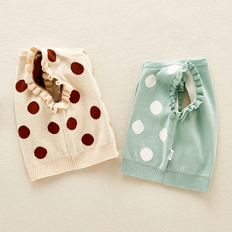 
Low Price Wholesale Newborn Pure Color Sleeveless Knit Dot Pattern Wool Vest For Baby Clothing 