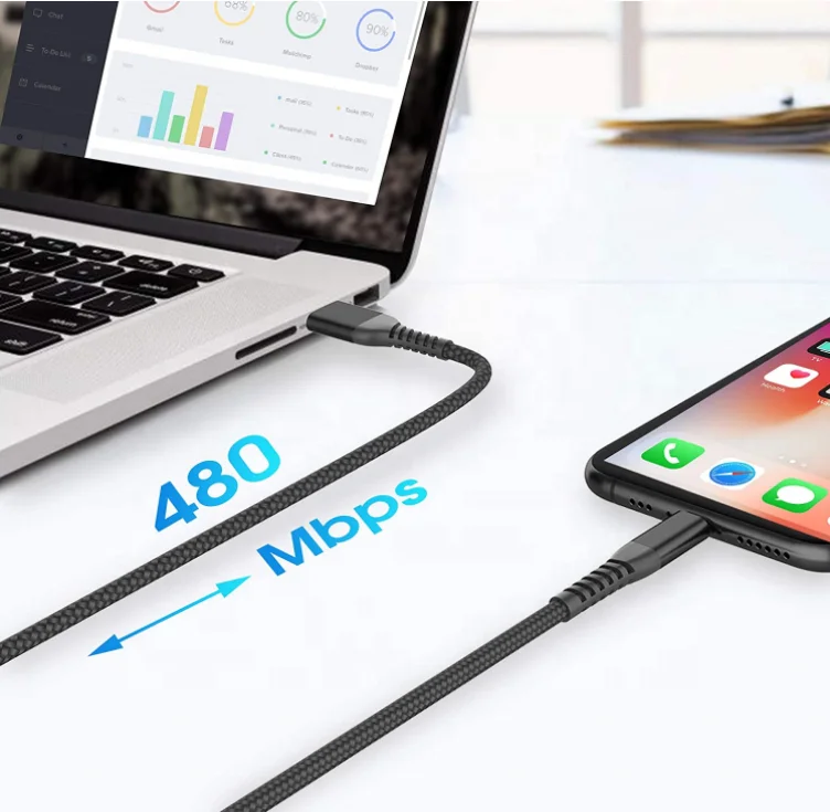 Black MFI USB nylon braid Fast Charging Cable iphone original wholesale charge cable mfi usb cable for iphone 11 12 13