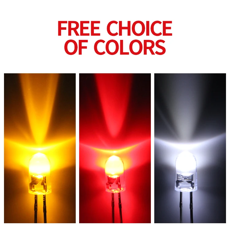 LED light-emitting diode F5 / 5mm Round Head endless short foot mouse red yellow high brightness white light