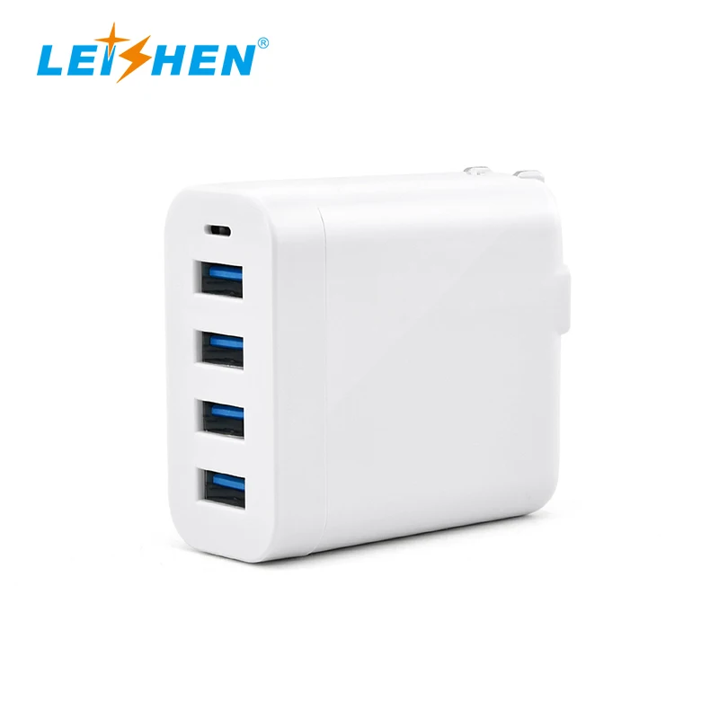 Leishen Wholesale Super Fast 4 USB-A Ports Charger Cube USA Standard Charging Station 5V/6A Wall Charger for Multiple Devices