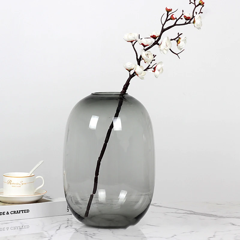 Wholesale Transparent Glass Large Floor Vase Hydroponics Vase Big Colored Vase Modern