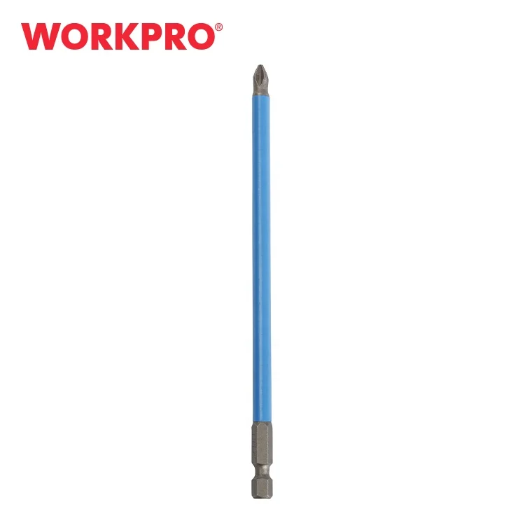 WORKPRO 10PK 8in Long Non-Slip Thin Rod Screw Bit PTA Set - 150mm x 6 x PH2