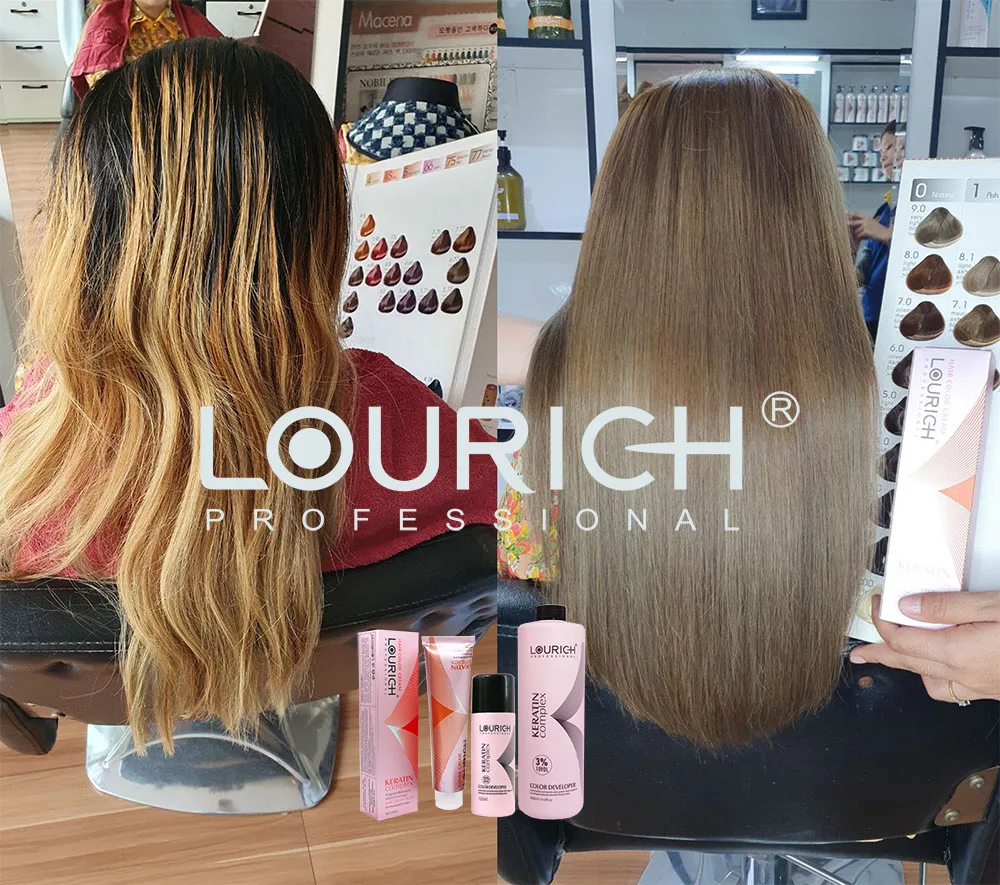 Professional Salon Natural Plant Organic Low Ammonia Cover Gray Hair Color Dye Keratin Complex Hair Colour Cream