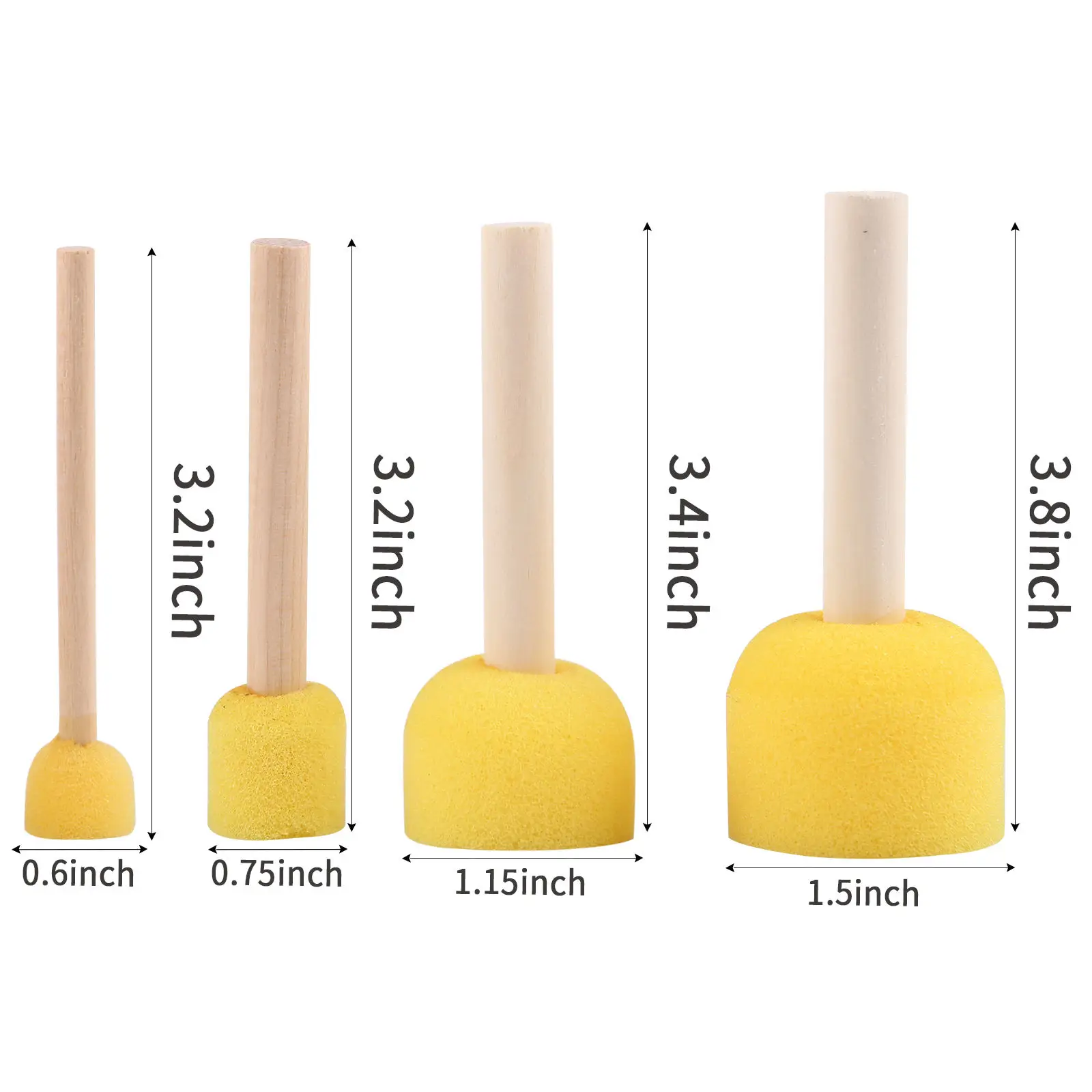 Hot selling colored foam paint brush wood handle for kids diy school children education round shape painting mushroom stamp