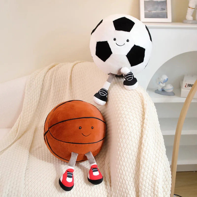 Custom Logo Branded Plush Soccer Ball Pillow Soft  Basketball Toys Squishy Baseball Football Rugby Ball Gifts For Boys Children