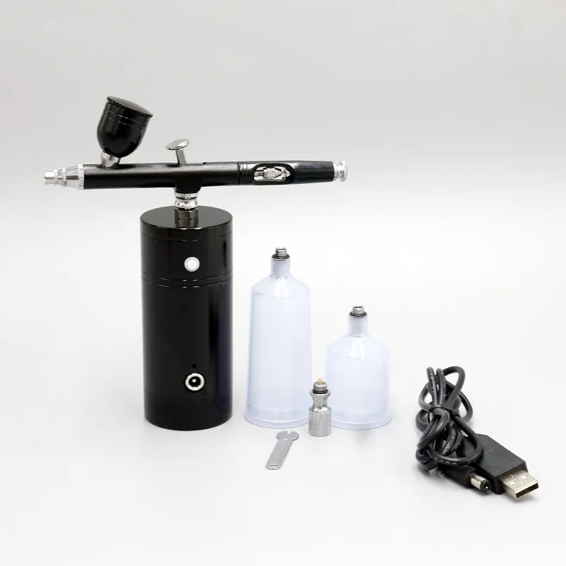 Fashion Airbrush Gun Kit with Compressor Rechargeable Handheld Airbrush Kit Paint Set Portable Mini Airbrush for Cake Decorating