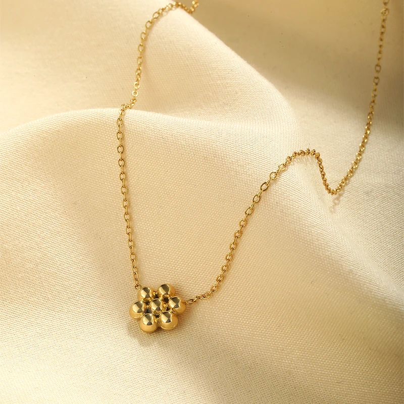 Hot Sale Stainless Steel 18K Gold  Chain pendant with little balls Necklace For Women