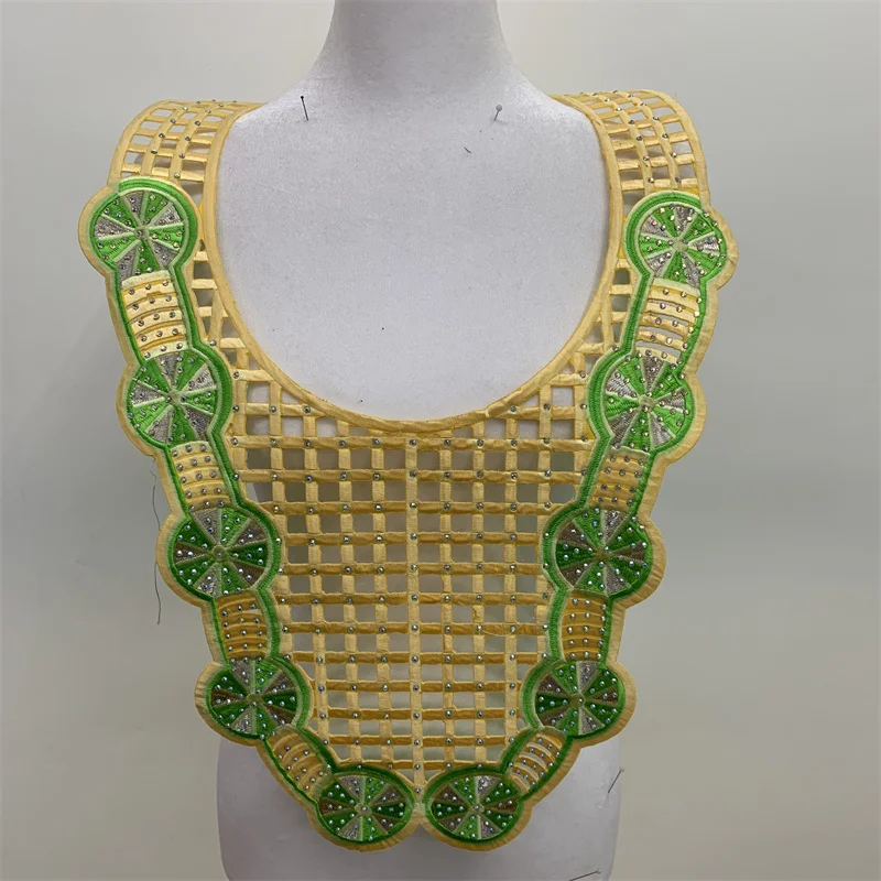 Garment accessory white beaded collar applique / polyester embroidery neck lace collar lace for dress