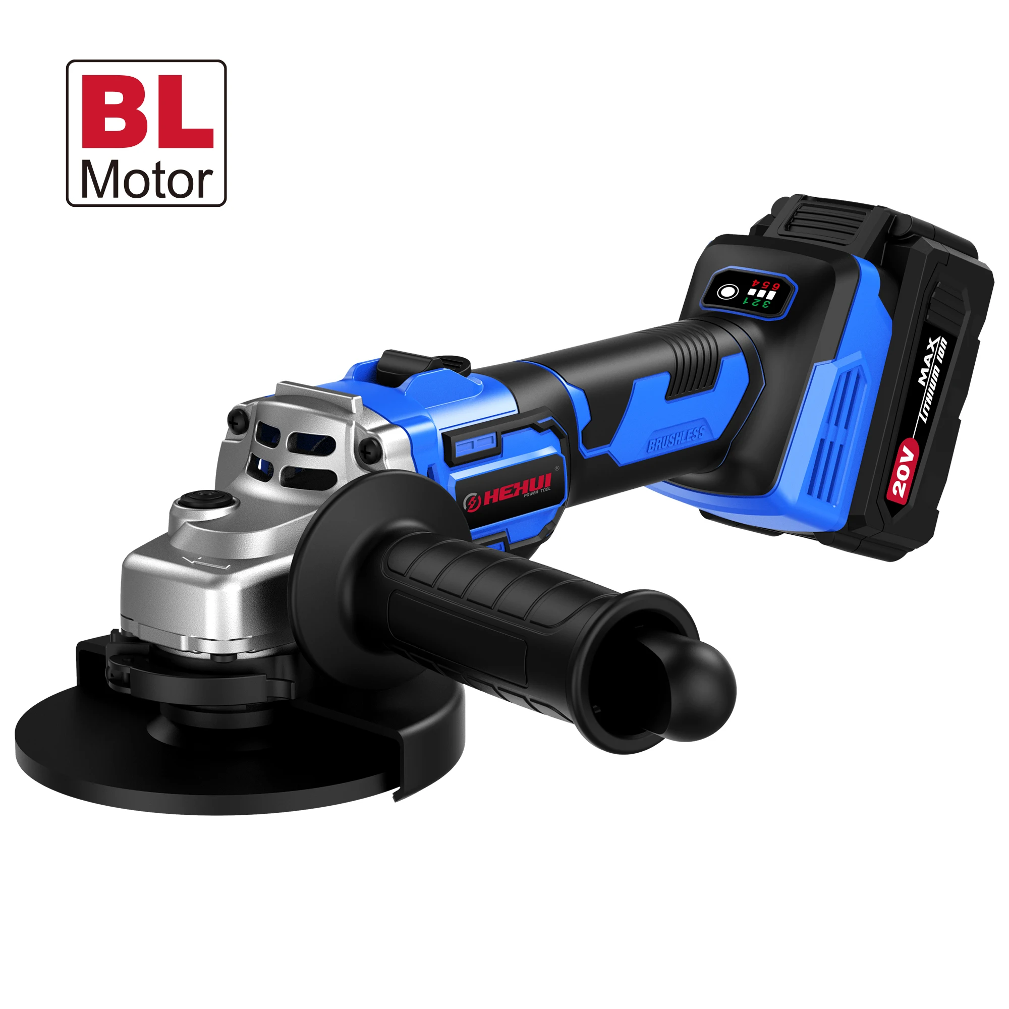 Hehui 20V Professional Industry 115Mm 3000~8500Rpm Angle Grinder Restart Protection Cordless Brushless Polishing Machine