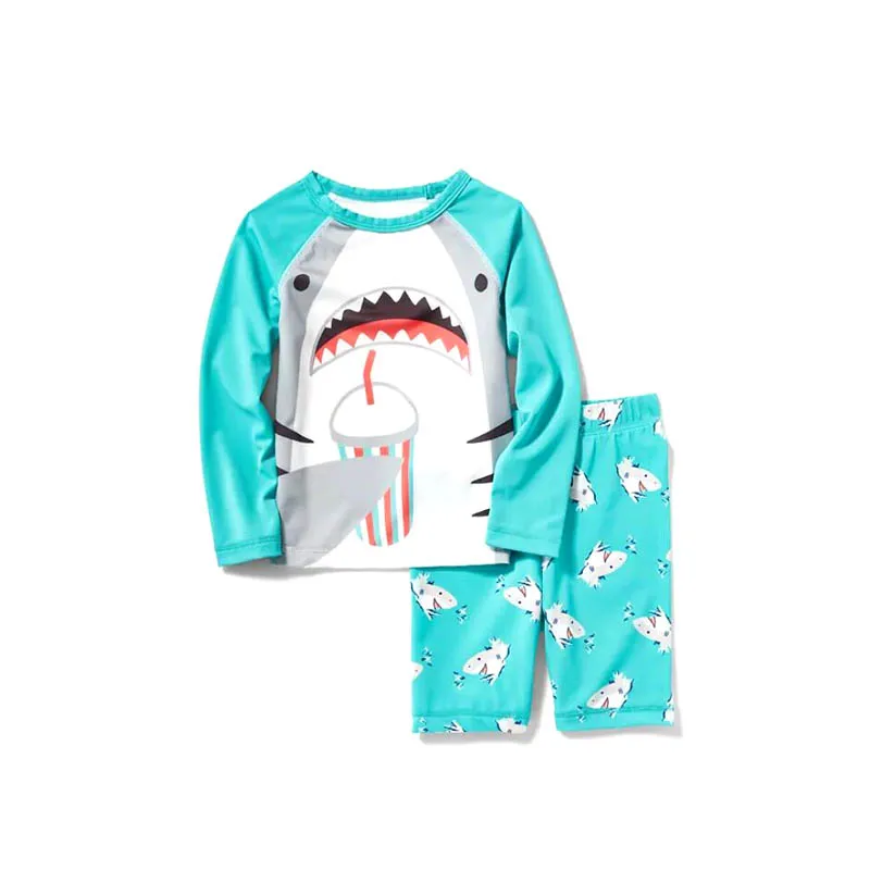 Customized brand  patrol  Little boy swimsuit paw rash TEE shirt UPF50  sun shirt rashguard set SWB-20332