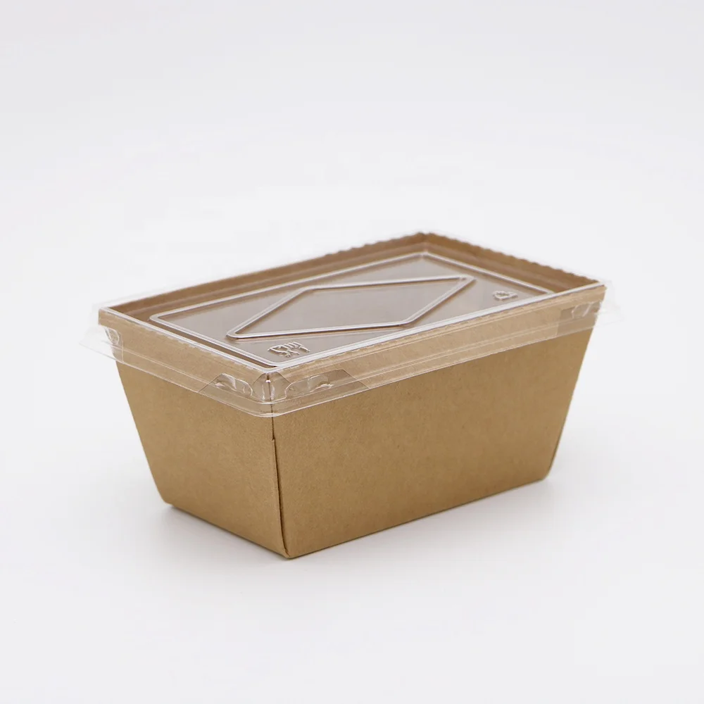 Food grade ready to ship kraft paper take away lunch tray bamboo box with lid for food