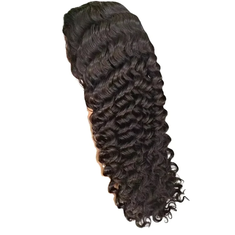 100% Brazilian Human Hair 13x4 250 Density Lace Wig Transparent High-Definition 13x4 Lace Front Deep Wave Long Length Straight