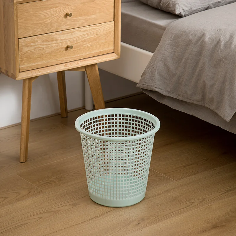 
Chinese Style Simple Plain Fashion Striped Hollow Large-Capacity Plastic Household Multi-Scene Suitable Trash Can 