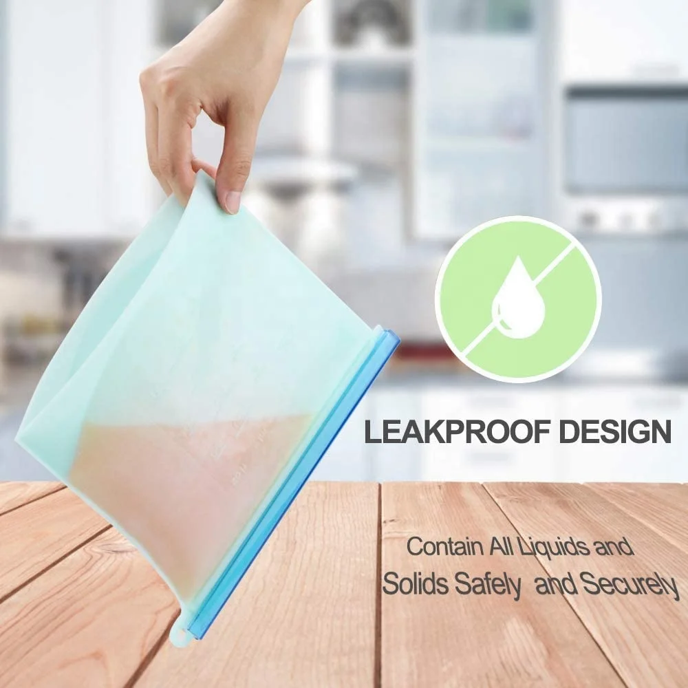  Amazon Горячая Экологичная герметичная закуска Ziplock многоразовая силиконовая сумка для хранения