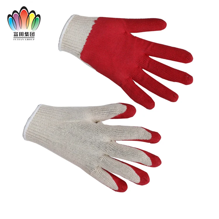 Уникальные продукты рынка дешевые противоскользящие полиэстер/хлопок лайнер перчатки латексное покрытие