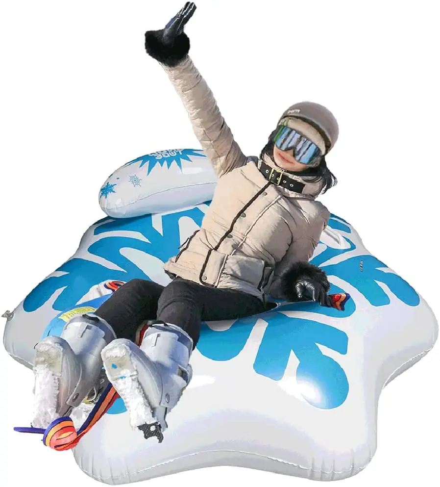 Winter Snow Tube - 47 inch Durable Large Inflatable Snow Sled Heavy Duty 0.6mm Handles Snow Rider