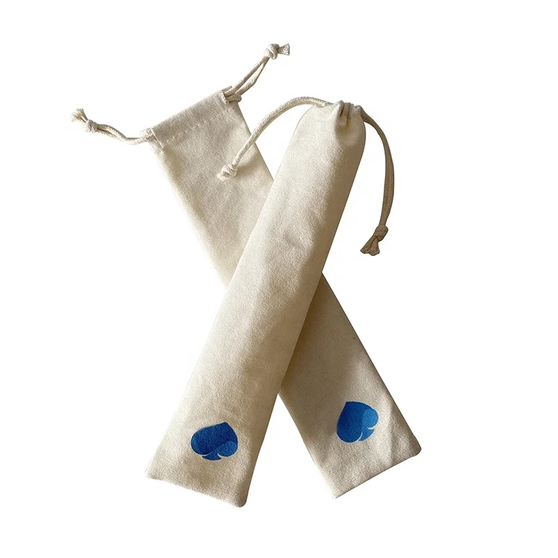 Accept Custom Logo 5*24 cm Natural drawstring Cotton Comb Pouches Reusable Canvas tubularis Bags