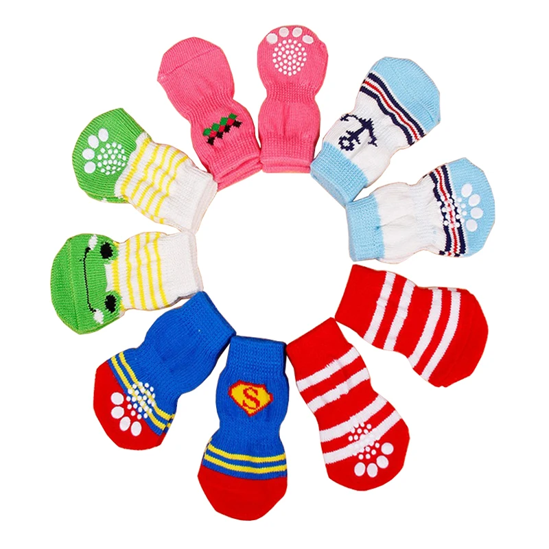 Wholesale Custom Indoor Outdoor Dog Socks Anti Slip Paw Protection Puppy Apparel All Season Pet Socks