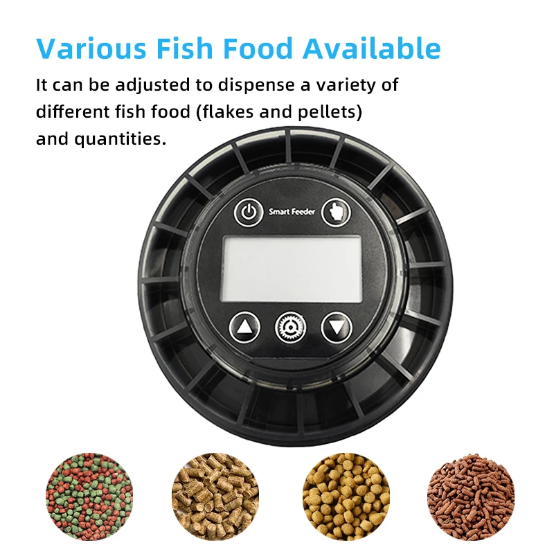 New Popular Rounded Recharge Lithium Automatic Timer Fish Feeder Smart LCD Fish Food Feeder for Aquarium Fish Turtle Tank