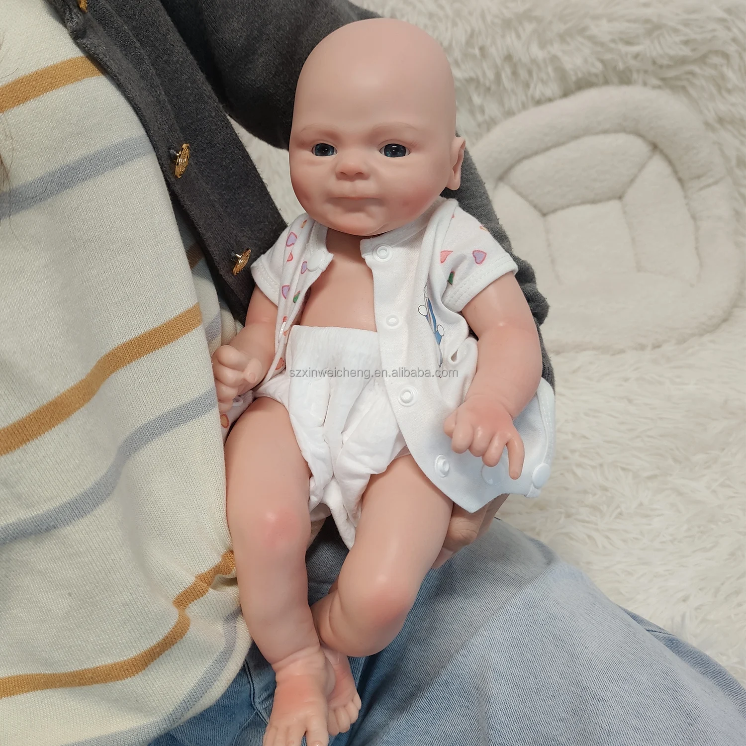 Wholesale 16inch Reborn Full Silicone Dolls Realistic Mini Newborn Smile Baby Toys Washable Collectibles