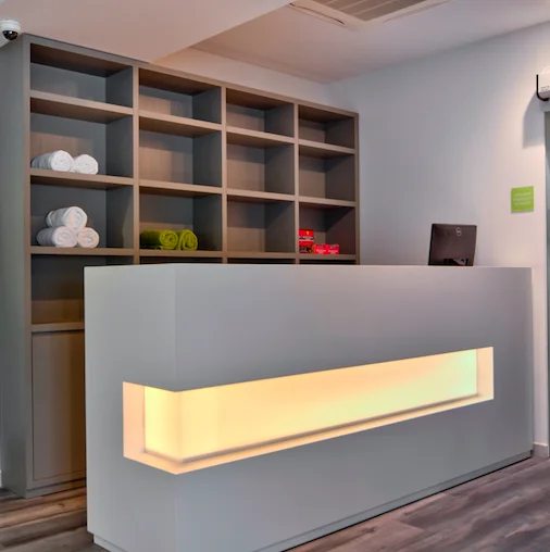 fancy clinic front desk table white medical reception desk