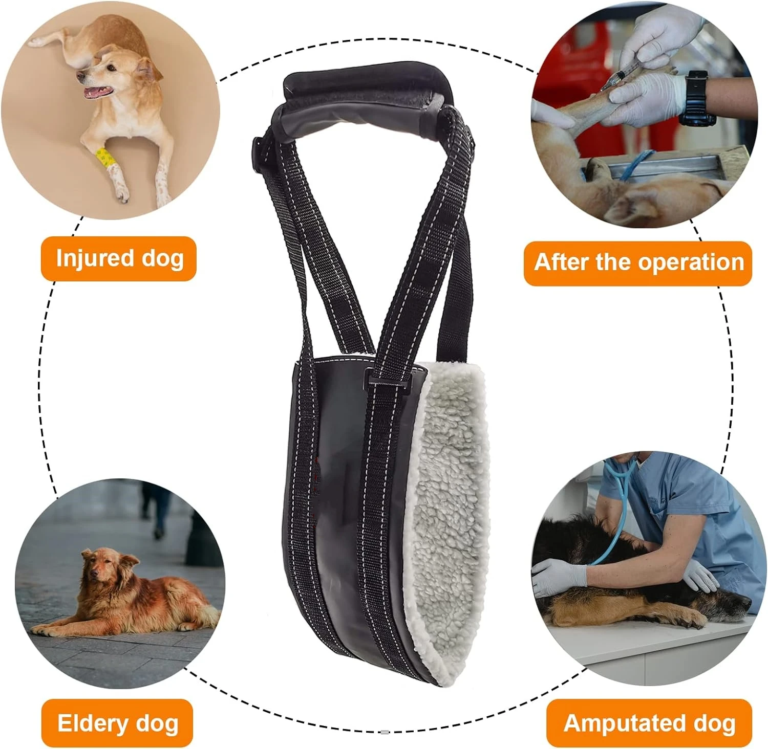 Dogs Lift Full Body Support Rehabilitation Harness Carry Sling Dog Rear Hip Leg For Disabled Pets