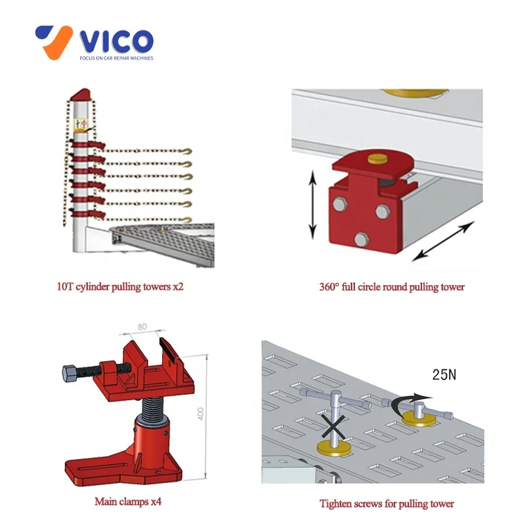 Vico Car Repair Pulling Rack /Auto Frame Bench Electric control, Full Straightening Auto Body lift #VF5400 with CE