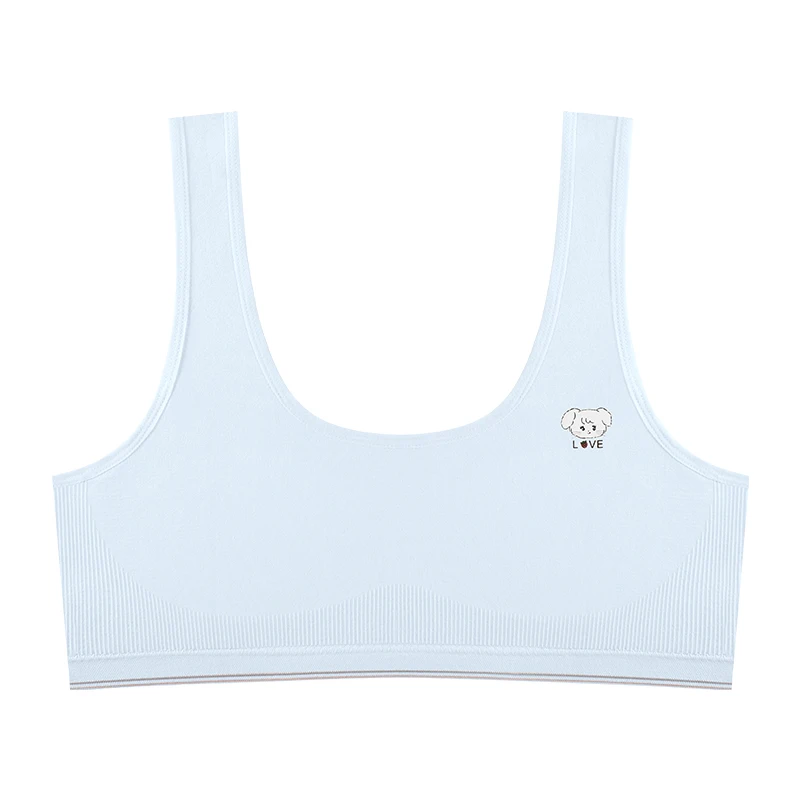 Wholesale Development Teenagers Seamless Vest bra Double-Layer Double layered cotton Wire Free Youth Children bra For Everyday