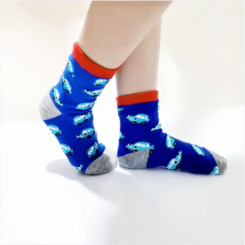 Custom  cartoon kids socks 100% cotton rubber insole non-slip floor socks Sports socks for children