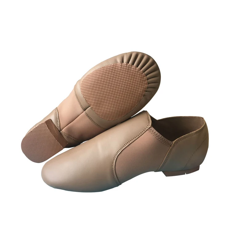  In-stock ready to ship custom wholesale tan skin colour cowhide leather jazz dance shoes