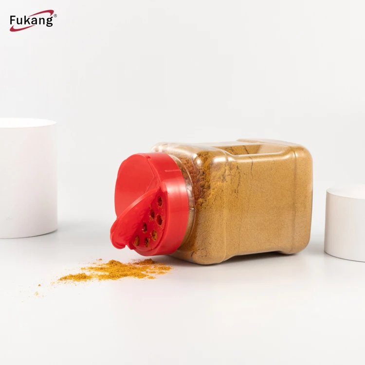 plastic food container16 oz. Clear PET Plastic Square Pinch Grip Jar 500 ml spice seasoning container