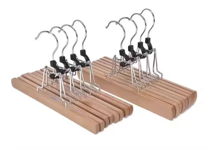 Multi use custom color white wooden trouser pants hanger jean hanger, hangers for hair extensions