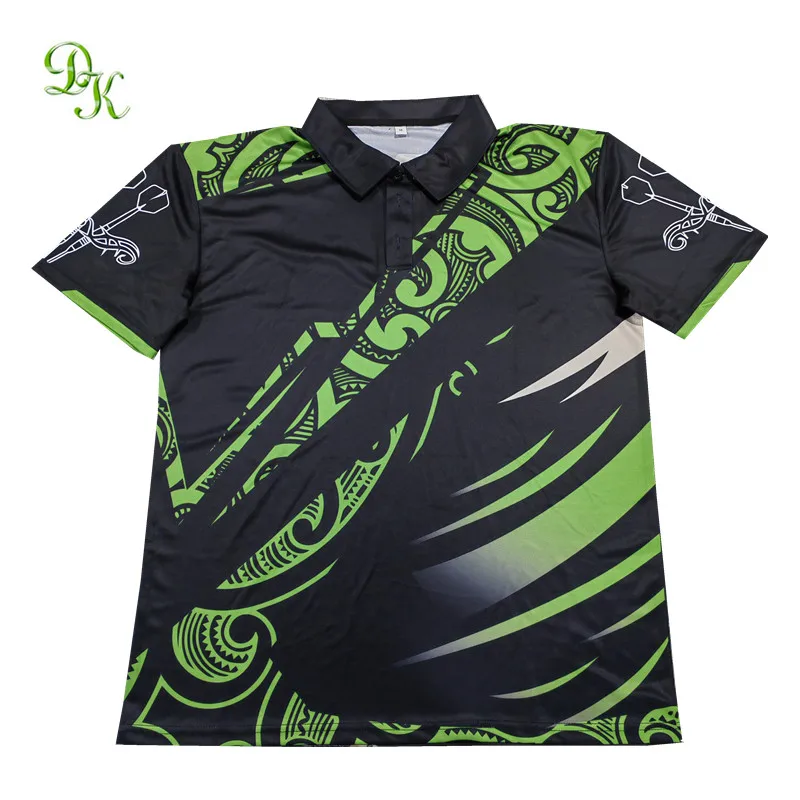 Custom design sublimation printed 100% polyester dart polo t shirts