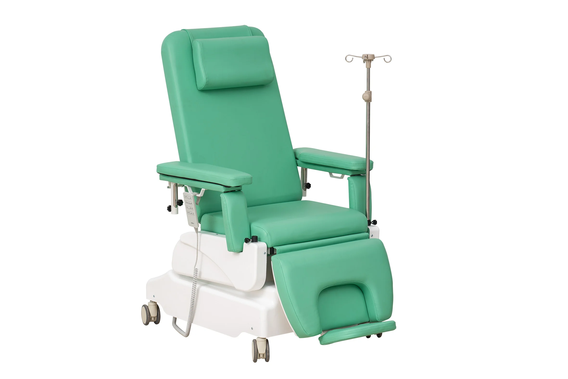 Hospital Mobile Electric Blood Donation Chair Adjustable Dialysis Chair with IV Pole for Patient