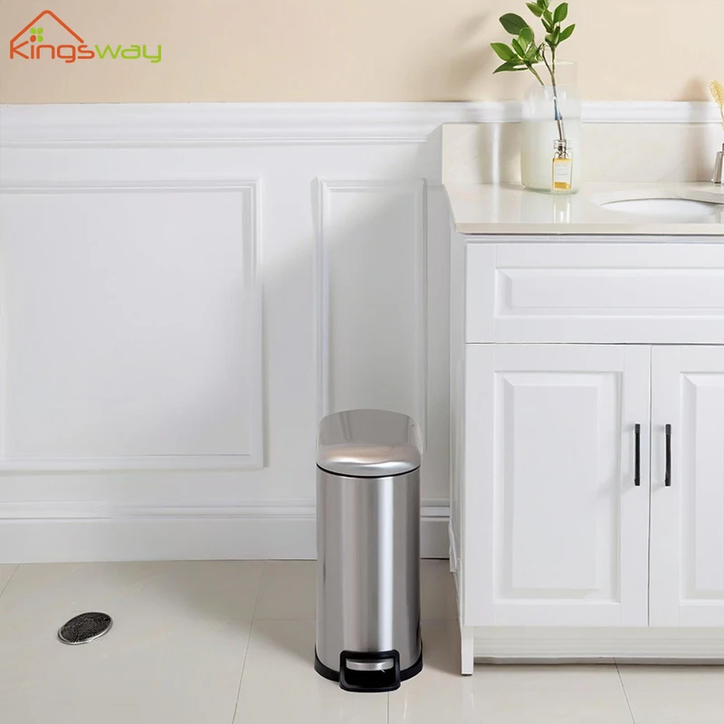 Custom Household Kitchen Waste Bins Bathroom Foot Pedal Garbage Bin Dustbin Stainless Steel Trash Can
