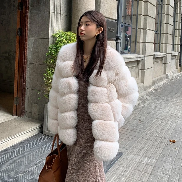 New Arrivals Real Fox Fur Jacket Women Fur Coat Plus Size Customizable Winter Fluffy Overcoat