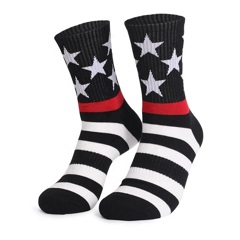 Wholesale Novelty Usa Flag Star AB Socks Men Unisex Patriotic American Flag Cotton Crew Socks