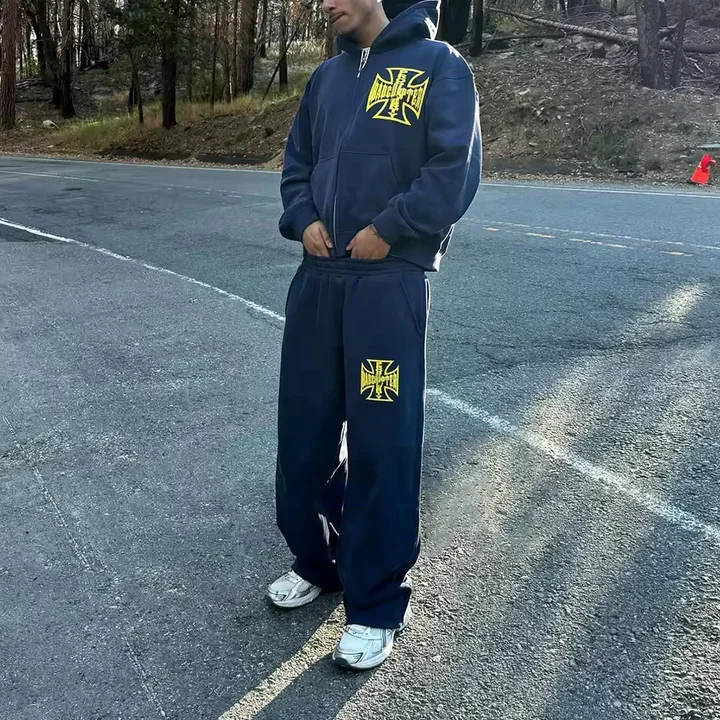 Track Jogger Stacked Pant Custom Heavyweight 500 GSM Fleece Cotton Print Logo Wide Leg Baggy Sweat Trouser Flared Sweatpants Men