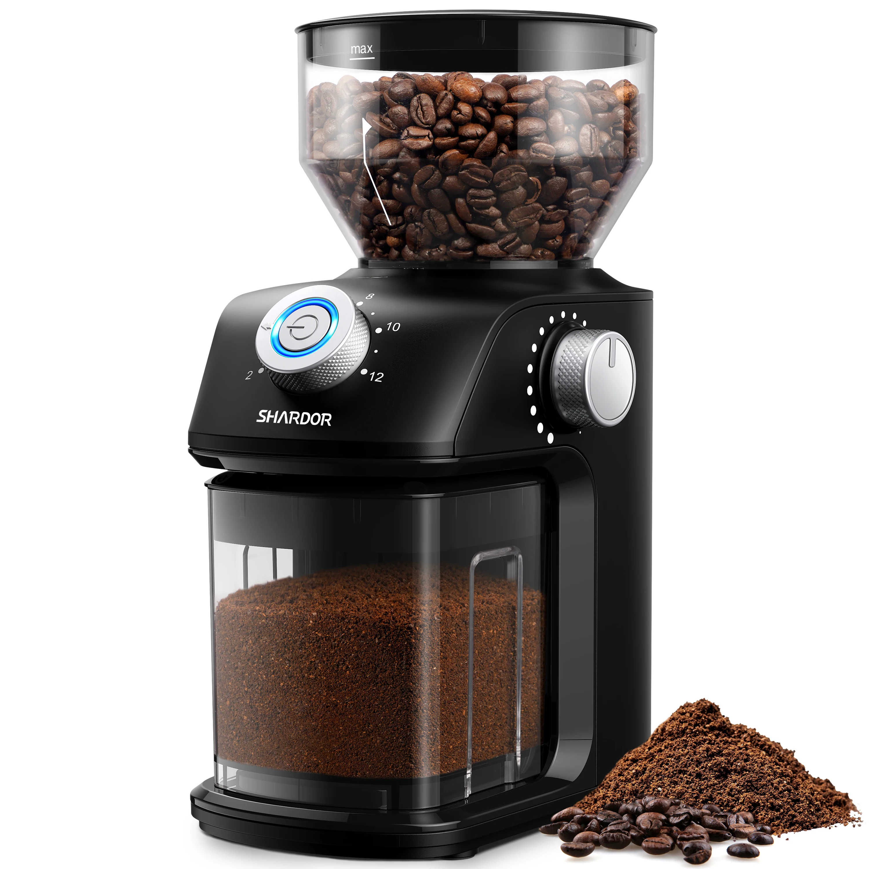 Switch Start 18 Position Grind Selector Conical Burr Coffee Grinder Moka Pot French Espresso Grinder