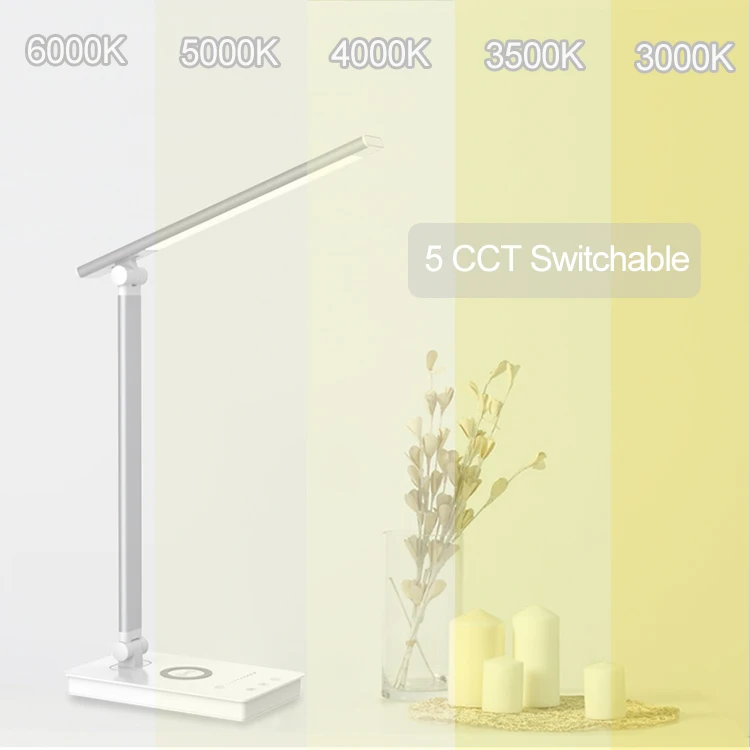 flexible folding 10 level dimming Children eye care children kids led table book study reading desk lamp with wireless charger