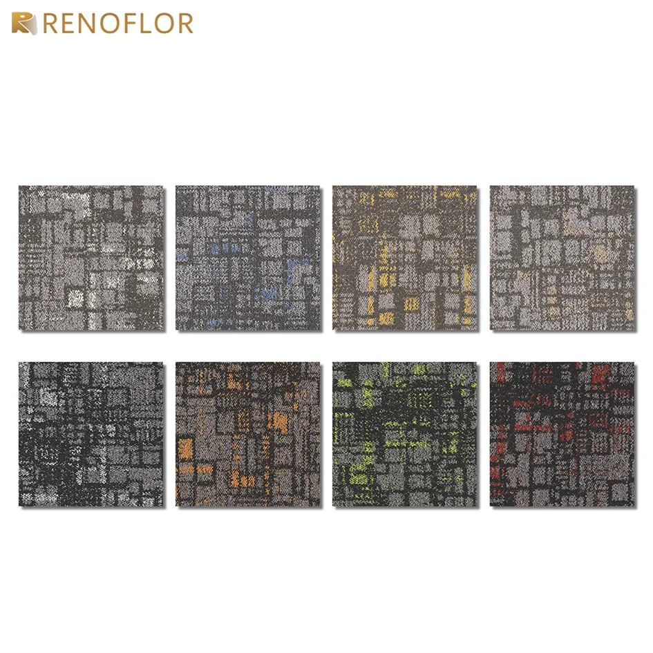 Luxury Commercial Office 50x50 Square Polypropylene Surface Bitumen Backing Office Room Interlocking Flooring Carpet Tiles