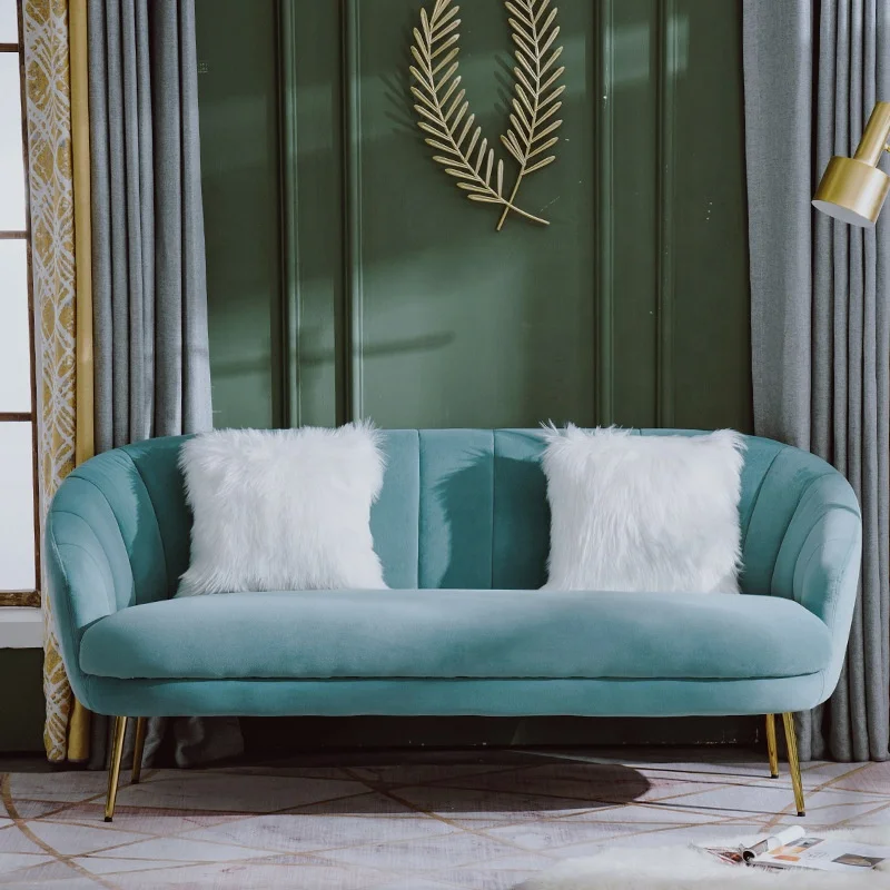 Cheap Fashion Golden Metal White Gray Pink Fabric Single Double Petal Luxury Velvet Sofa Set