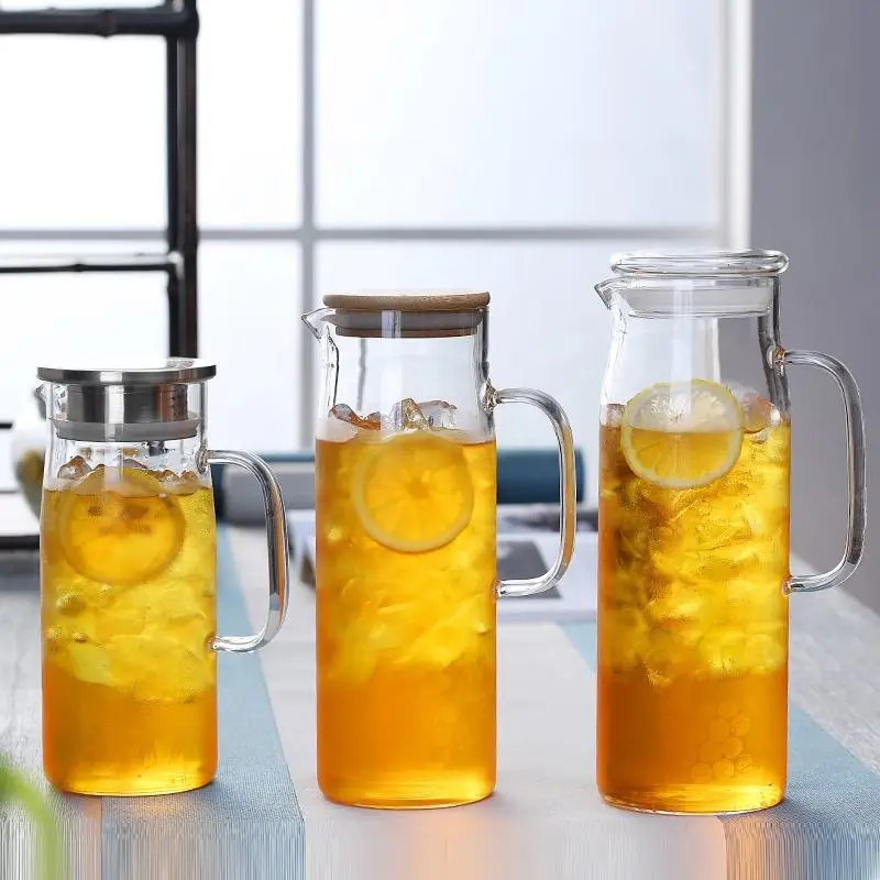 Custom Hot Cold Water Ice Tea Coffee Milk Juice Glass Cup Clear Borosilicate Glass Water Jug