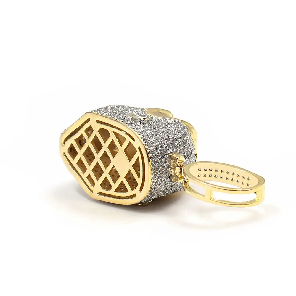 Fashion Brass Zircon  KING KONG  Crown Necklace Custom Men Animal king kong monkey